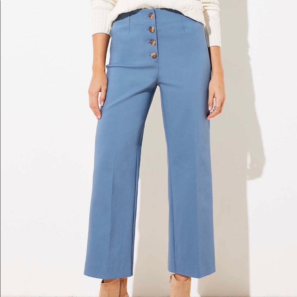 Loft Button Front High Waist Ankle Pants